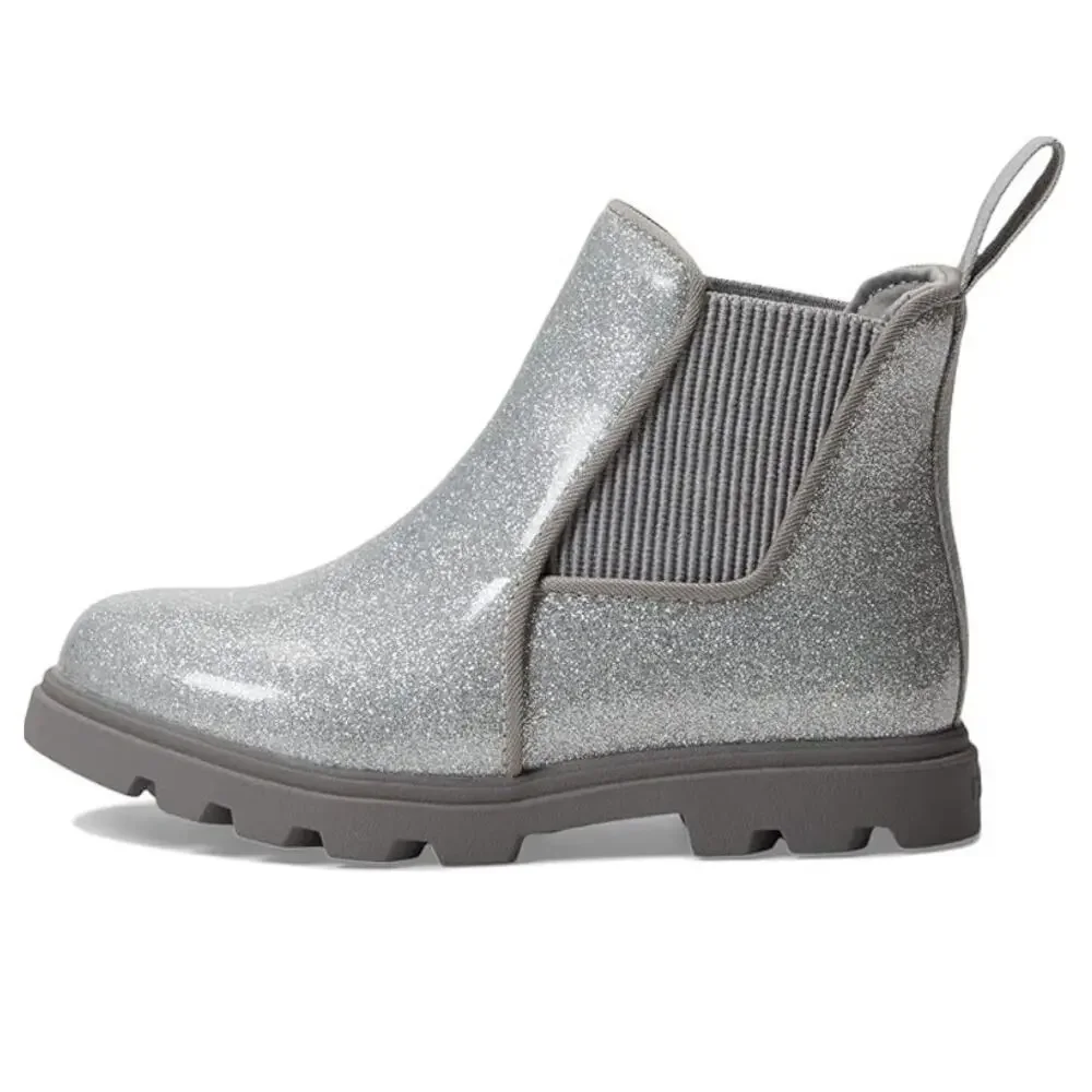 Native Shoes Kids Silver Glitter Kensington Treklite Chelsea Boots Size 6